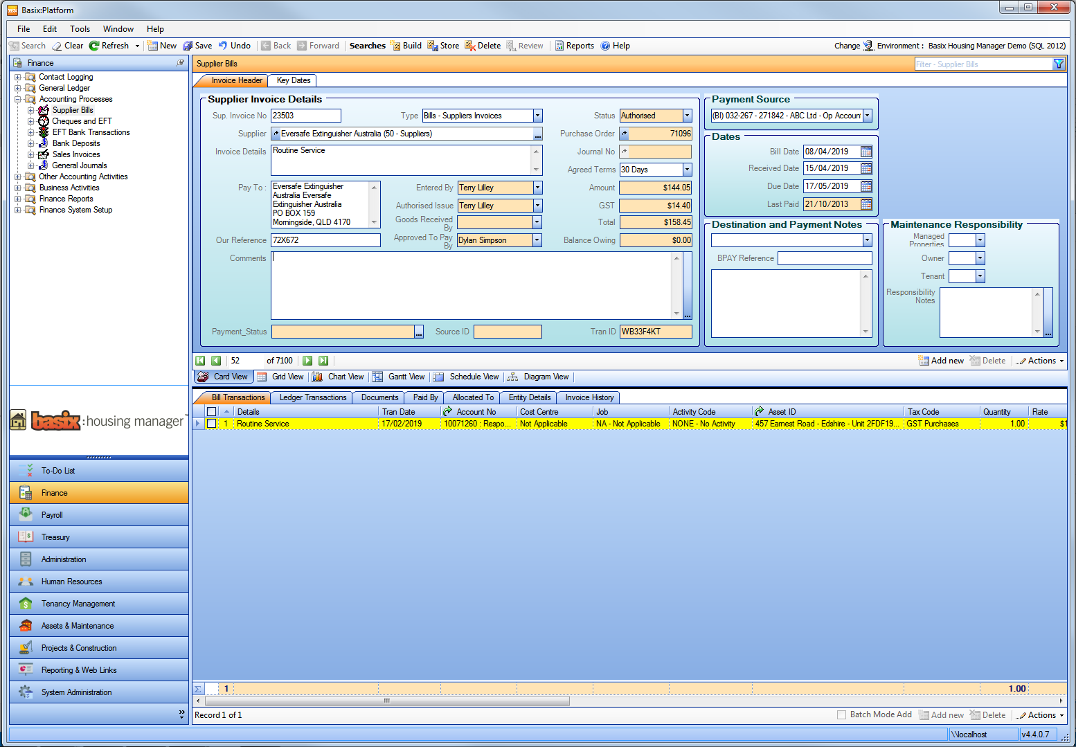 Basix:Platform software Screenshot